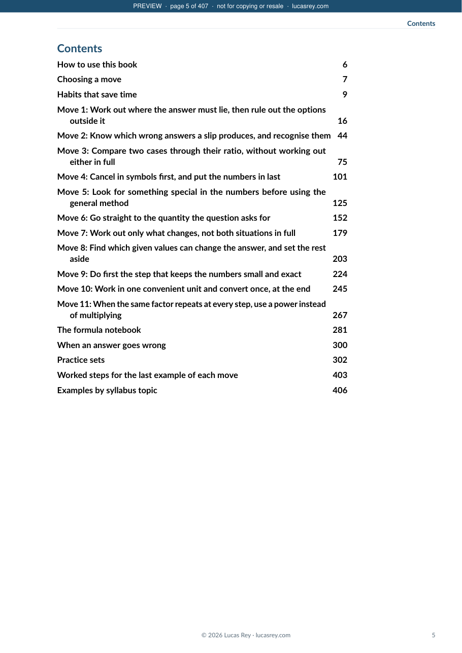Preview page from The ESAT Move Register: the contents