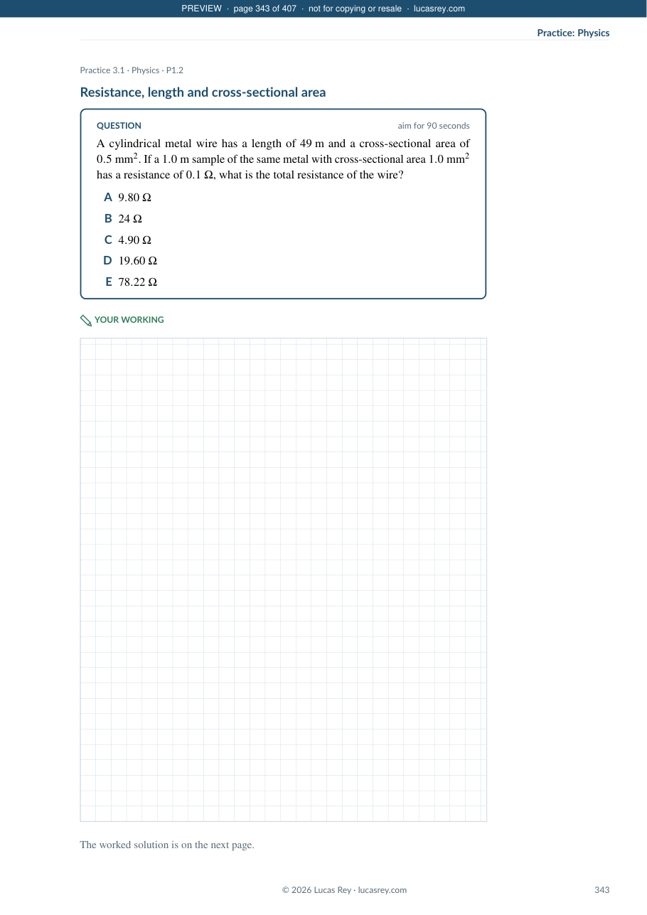 Preview page from The ESAT Move Register: a practice question with room to work