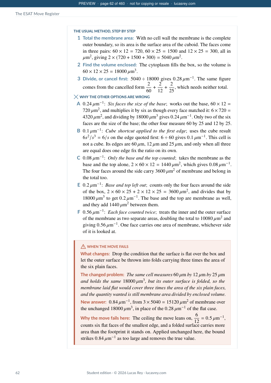 Preview page from The ESAT Move Register: the usual method for Example 12, step by step